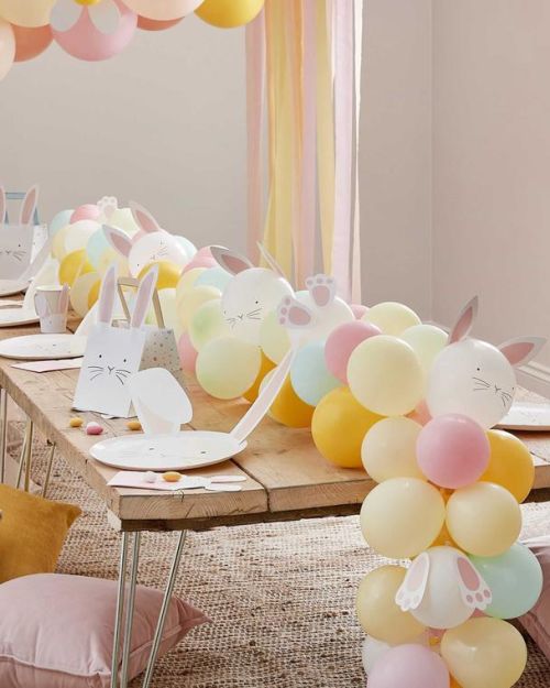 Eggciting Easter Balloons & Bunnies Table Runner