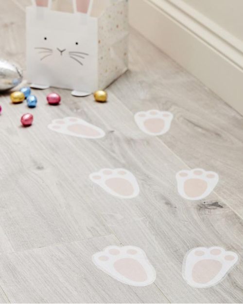 Eggciting Easter Bunny Footprint Floor Stickers
