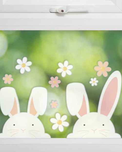 Eggciting Easter Bunny Window Stickers