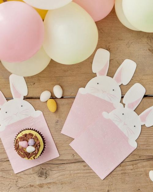 Eggciting Easter Peeking Bunny Napkins 16pk