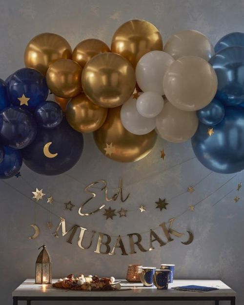 Eid Balloon Arch Kit with Hanging Moons & Stars