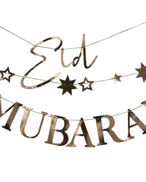 Gold Moon & Stars Eid Mubarak Bunting