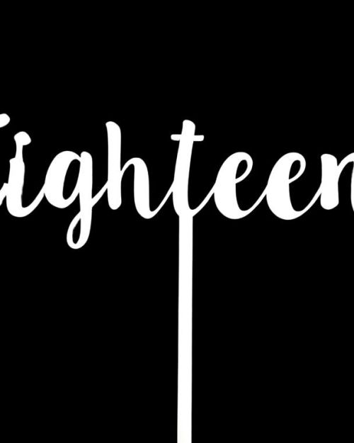 Eighteen Cake Topper – White