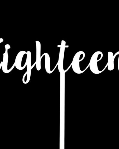 Eighteen Cake Topper – White