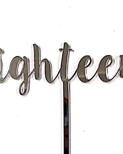 Eighteen Cake Topper – Silver Mirror