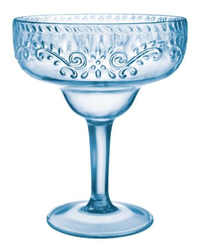 Boho Vibes Blue Floral Margarita Glass