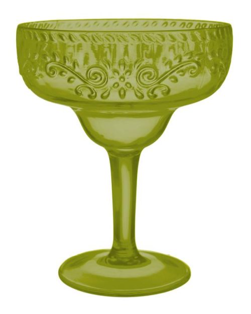 Boho Vibes Green Floral Margarita Glass