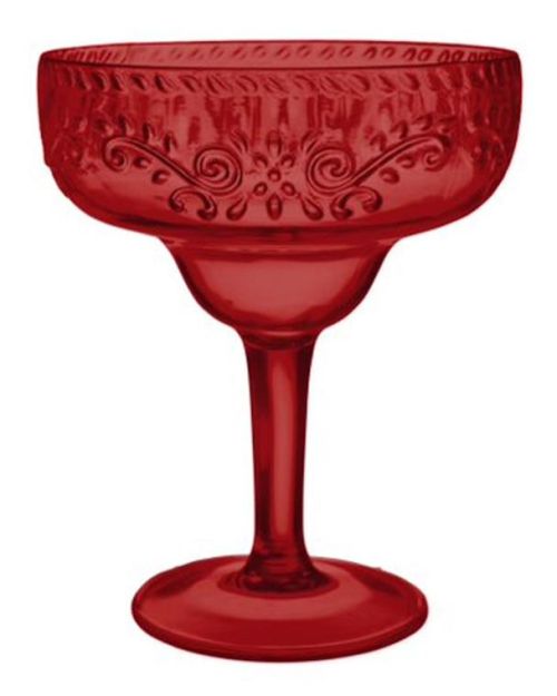 Boho Vibes Red Floral Margarita Glass
