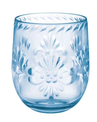 Boho Vibes Blue Floral Stemless Wine Glass