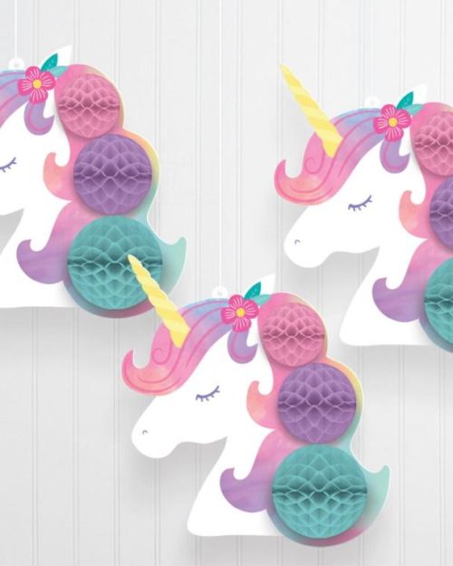Enchanted Unicorn Honeycomb Decorations