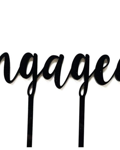 Engaged Cake Topper – Black