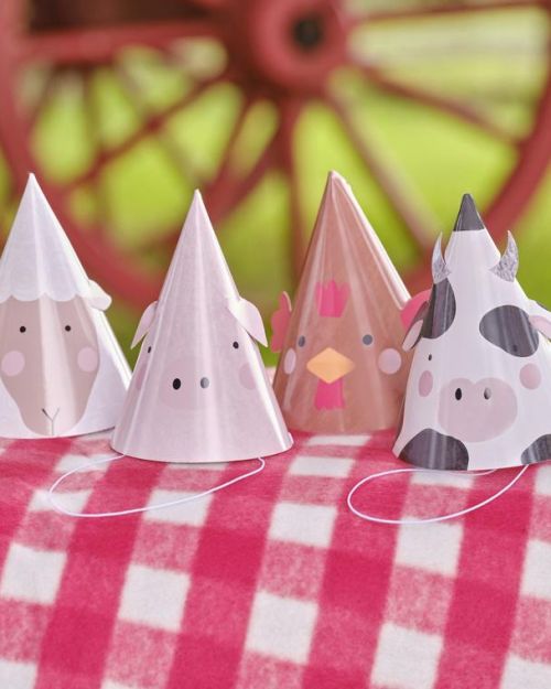 Farm Friends Party Hats 8pk