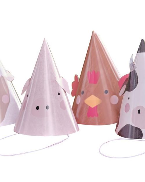 Farm Friends Party Hats 8pk