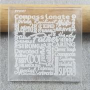 Father Text Collage Pattern Raised Debosser