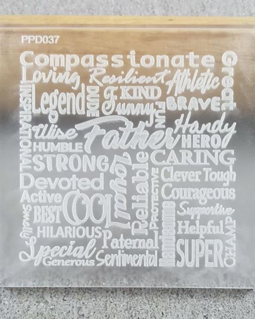 Father Text Collage Pattern Raised Debosser