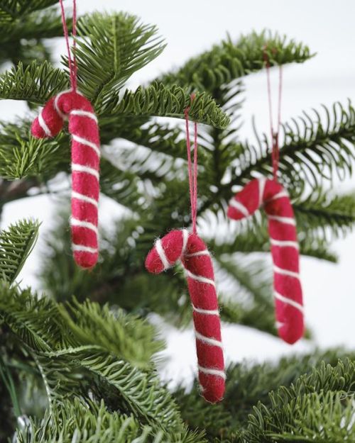 Felt Christmas Candy Cane Decorations 3pk