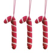 Felt Christmas Candy Cane Decorations 3pk
