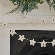 Felt White Star Merry Christmas Bunting