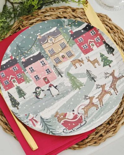 Festive Scene Christmas Plates 8pk