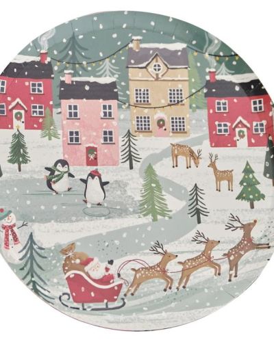 Festive Scene Christmas Plates 8pk