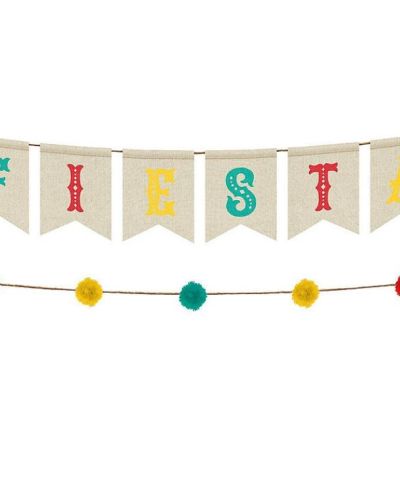 Fiesta Canvas Pennant Banner & Pom Pom Garland