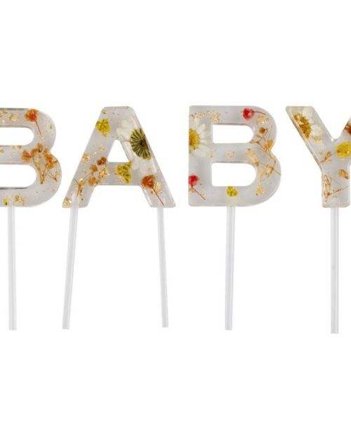 Floral Baby Pressed Flower Cake Topper