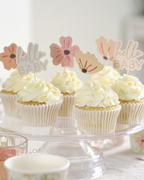 Floral Baby Shower Cupcake Toppers 12pk