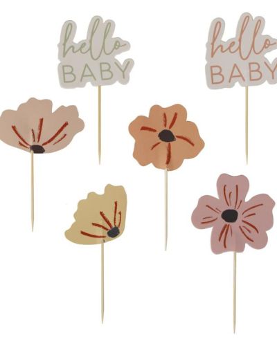Floral Baby Shower Cupcake Toppers 12pk