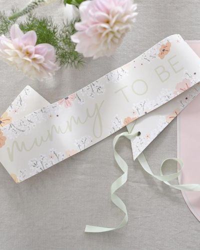 Floral Baby Mummy to Be Sash