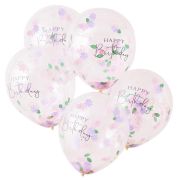 Happy Birthday Floral Confetti Balloons 5pk