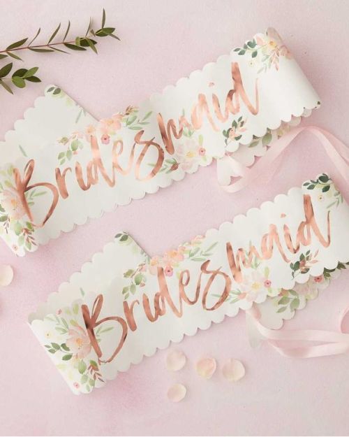 Floral Hen Party Bridesmaid Sashes 2pk