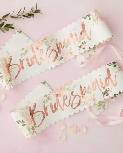 Floral Hen Party Bridesmaid Sashes 2pk