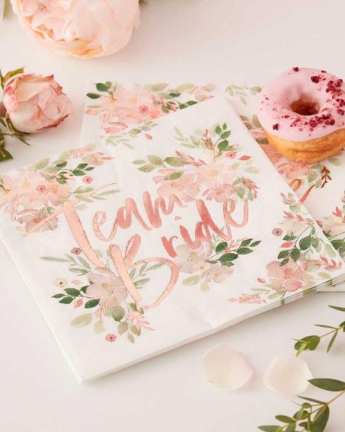 Floral Hen Party Team Bride Napkins 16pk