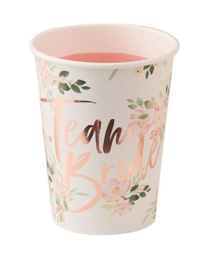 Floral Hen Party Team Bride Cups 8pk
