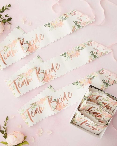 Floral Hen Party Team Bride Sashes 6pk
