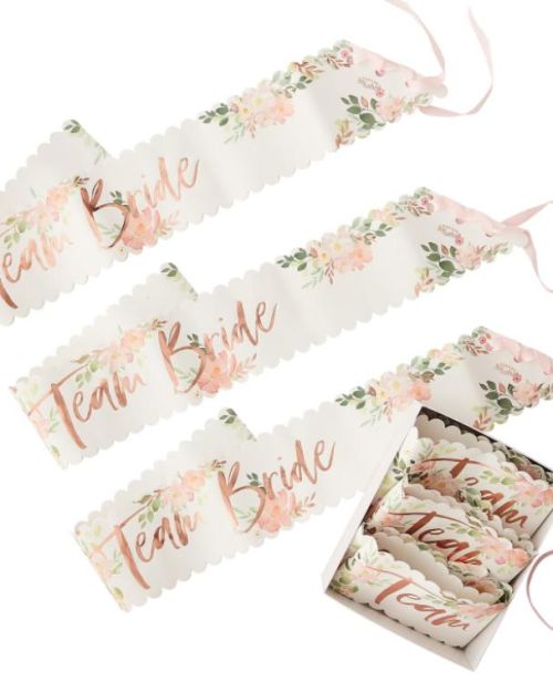 Floral Hen Party Team Bride Sashes 6pk