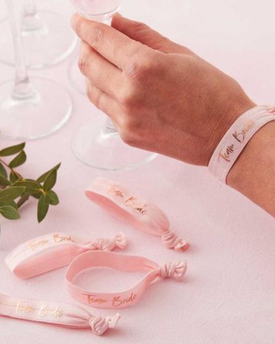 Floral Hen Party Team Bride Wrist Bands 5pk