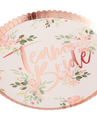 Floral Hen Party Team Bride Plates 8pk