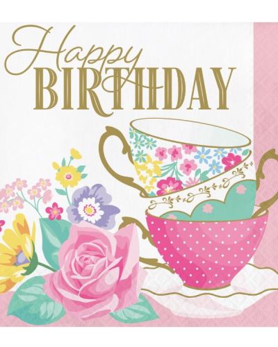 Floral Tea Party Birthday Lunch Napkins 16pk