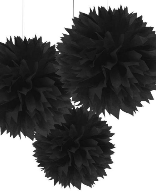 Fluffy Tissue Pom Poms 3pk – Black