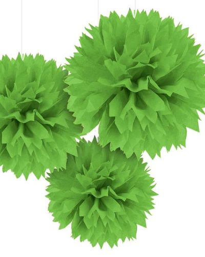 Fluffy Tissue Pom Poms 3pk – Kiwi Green