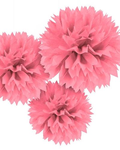 Fluffy Tissue Pom Poms 3pk – New Pink