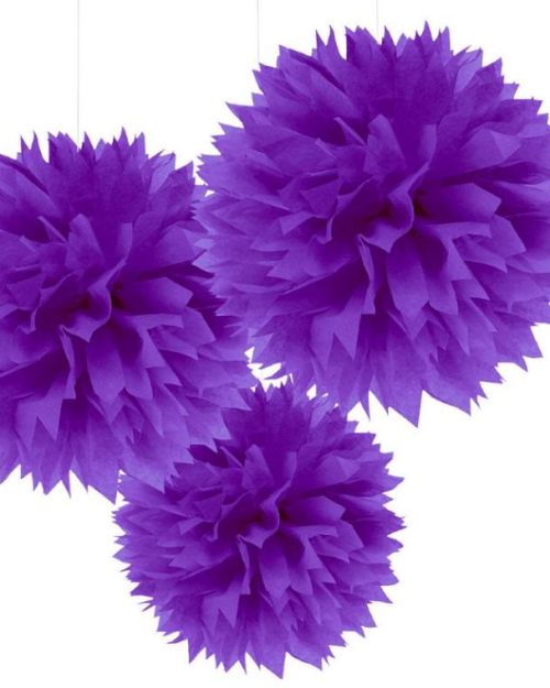 Fluffy Tissue Pom Poms 3pk – Purple