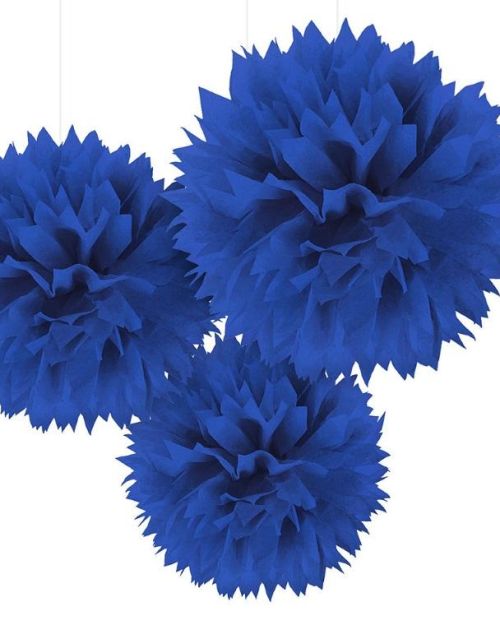 Fluffy Tissue Pom Poms 3pk – Royal Blue