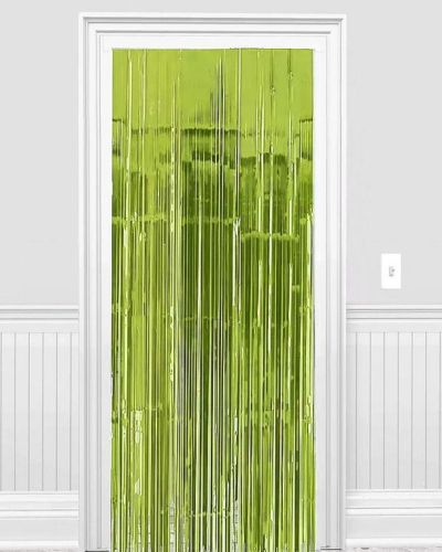Kiwi Green Foil Fringe Door Curtain