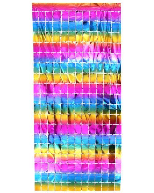 Foil Squares Party Backdrop – Rainbow