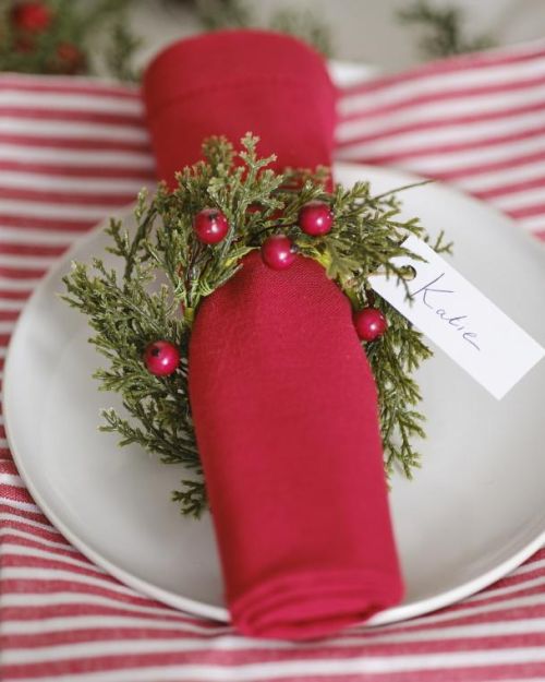 Foliage & Berries Christmas Napkin Rings 6pk