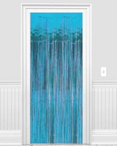 Caribbean Blue Foil Fringe Curtain