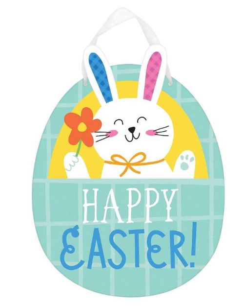 Funny Bunny Hanging Wooden Sign