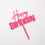 Fun Happy Birthday Cake Topper – Pink